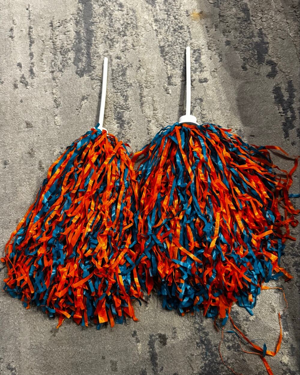 Orange and Blue Pom poms